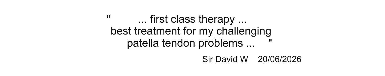 Client testimonial for patellar tendon treatment at the Be Vibrant Physio clinic in west London