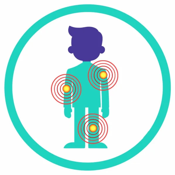 Specialist clinical icon for stress fractures identifying stress zones as the primary targets for high-energy focused shockwave treatment.